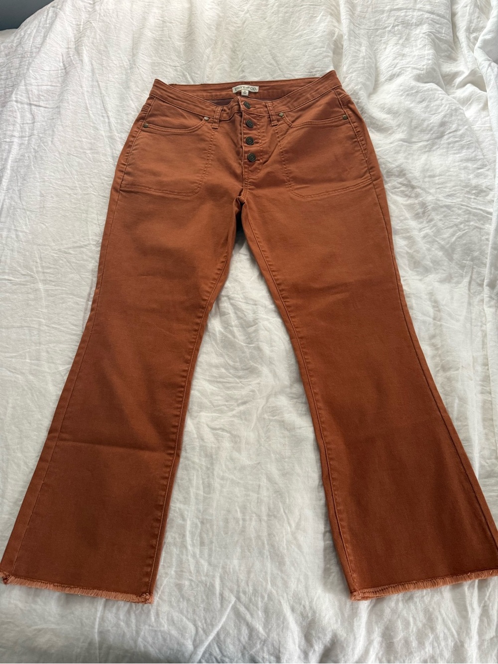 Frye And Co Rust Orange High Waisted Jeans Flare Leg Size 12